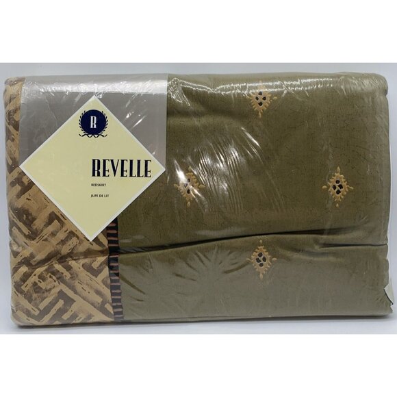 Revelle Sari King Size Bed Skirt Combed Cotton Sateen Green Multicolor - Picture 1 of 12